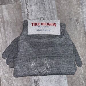 🐨NEW True Religion Gray Hat and Gloves Set
